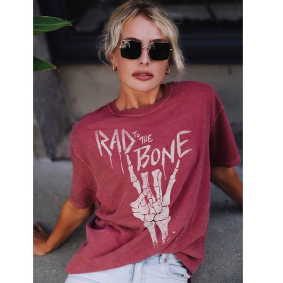 Tops - Brick Rad to the Bone Rock Skeleton Graphic Tee